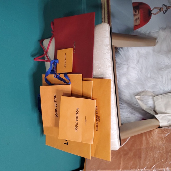Louis Vuitton Orange Shopping Bags with Blue Handles I Have 2.10×8  1 7×8 2.9×7 - Picture 5 of 7